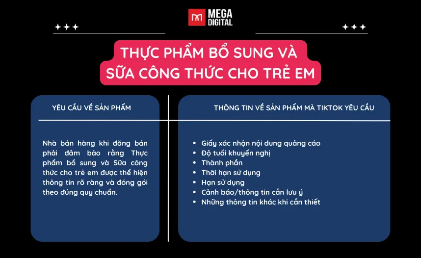 cách mở ngành hàng hạn chế trên TikTok thực phẩm bổ sung và sữa công thức cho trẻ em