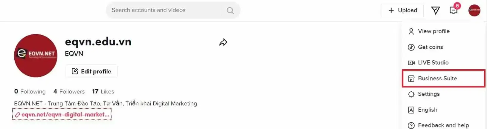 cách truy cập TikTok Analytics trên máy tính bước 1