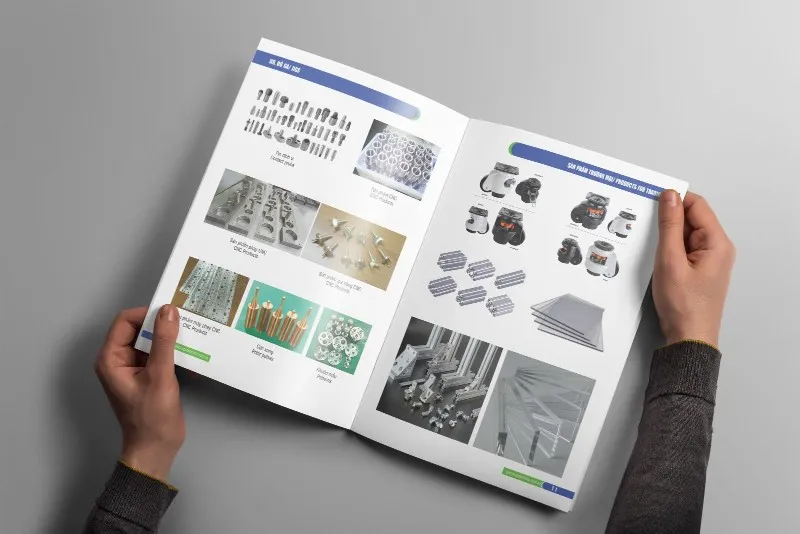 Cấu tạo cơ bản của một Catalogue gồm trang bìa, mục lục và trang nội dung chi tiết