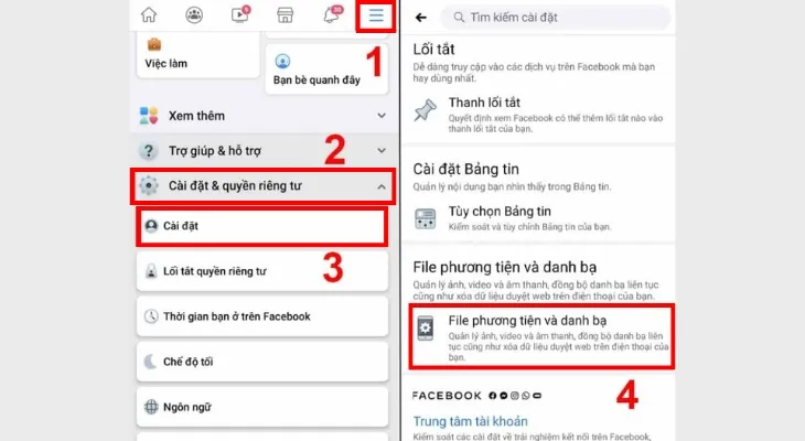 Hướng dẫn truy cập cài đặt để bật chế độ tải ảnh HD