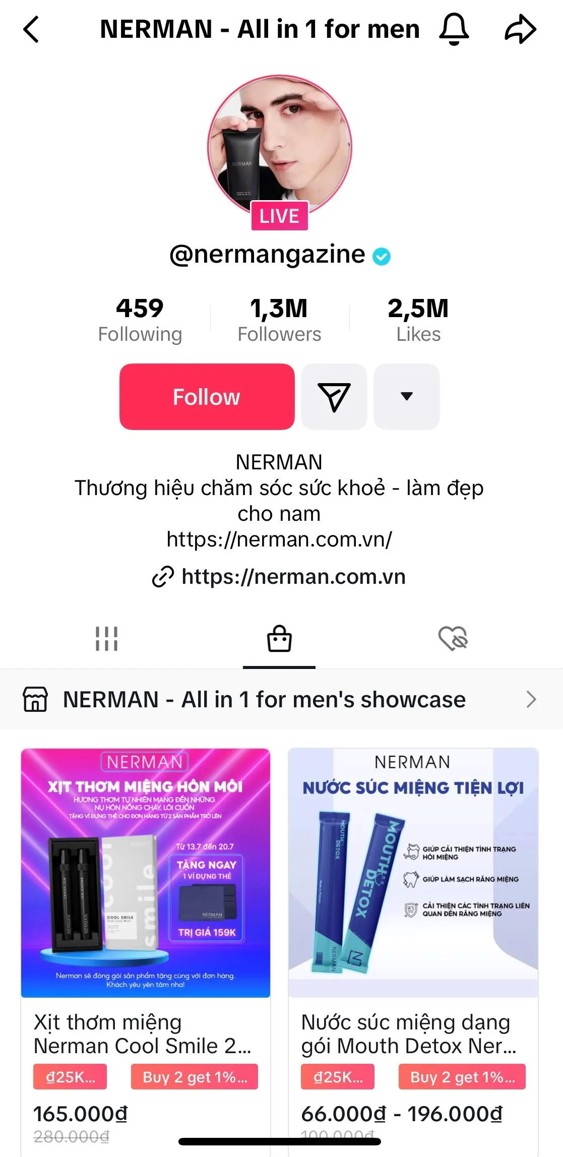 Kênh TikTok Shop thành công của thương hiệu Nerman