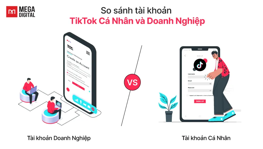 So sánh tài khoản TikTok cá nhân và doanh nghiệp