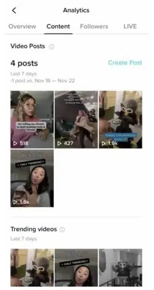 tiktok analytics nội dung
