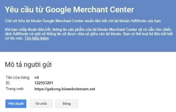 Trạng thái sau khi đã liên kết thành công hai tài khoản