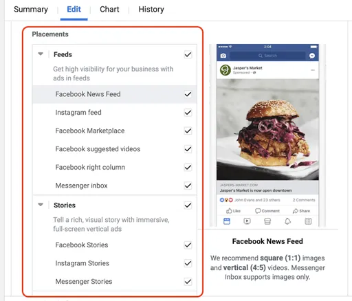 Vị trí hiển thị quảng cáo đa dạng trên Facebook Ads