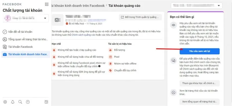 Thông báo yêu cầu xem xét lại màu đỏ